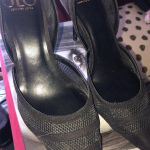 JLO Faux Suede and mesh heels